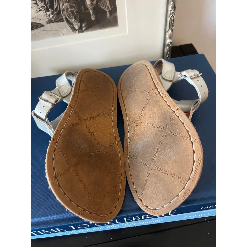 Salt Water Surfer Sandals‎ Kids Size 12 Silver Leather Waterproof